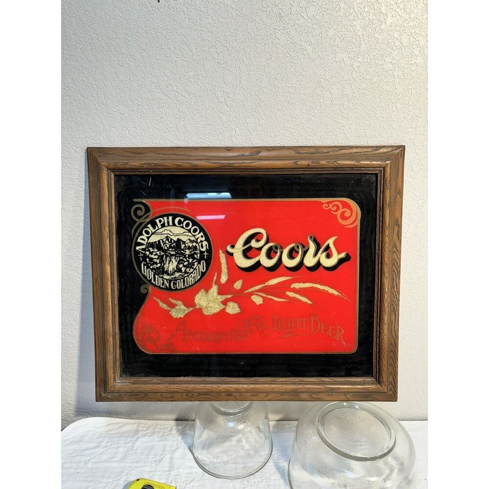 Adolph Coors Golden Colorado Vintage Painted Glass Sign Americas Fine Light Beer